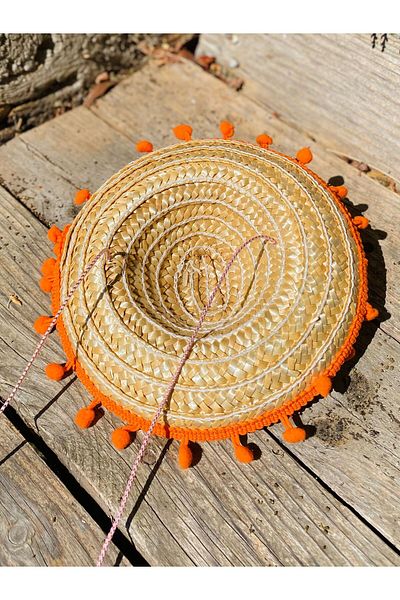 AKTEZ-EL Mini Straw Original Mexican Cat and Dog Hat Orange