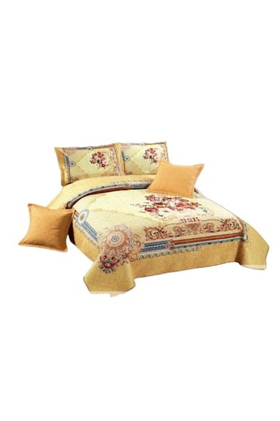 OEM Cuvertura si 4 fete de perne, Catifea, 5 piese, Golden Royal, 230x230cm