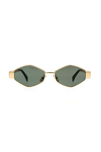 Celine Triomphe Metal CL40254U – Sunglasses, Gold/Palladium Metal, Green Lenses, Size 54