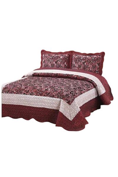 OEM Double Bedspread, Organza Silk Type, 3 Pieces, Bordeaux, 230x250cm