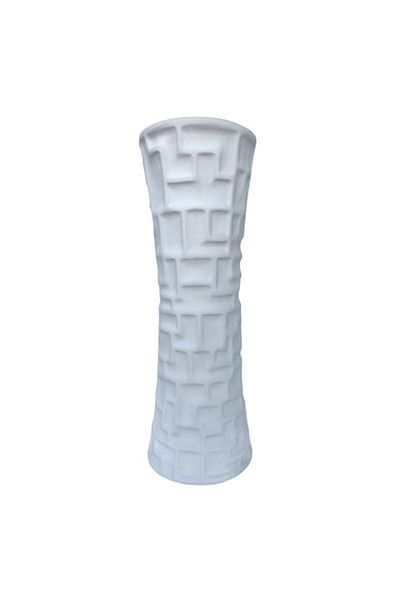 OEM Ceramic Vase with Squares, White, 11x30 cm