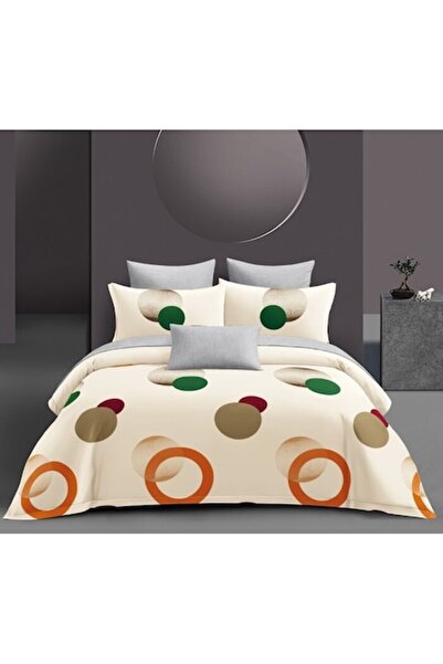 OEM Bed Linen, Satin Cotton, 4 pieces, 2 persons, Circles Print, 180x200cm, M...