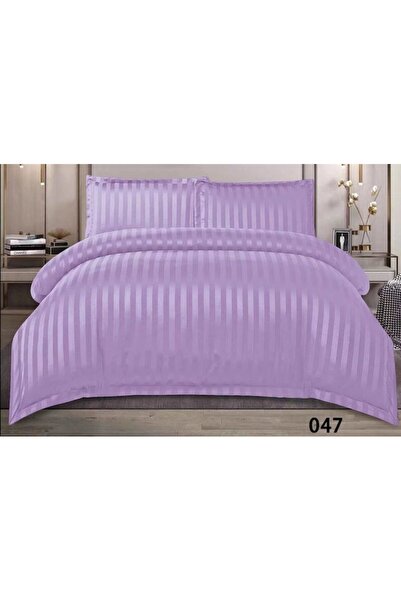 OEM Lenjerie de Pat, Cearsaf cu Elastic, Finet Tip Damasc, 4 piese, Uni, 180x200cm, Lila