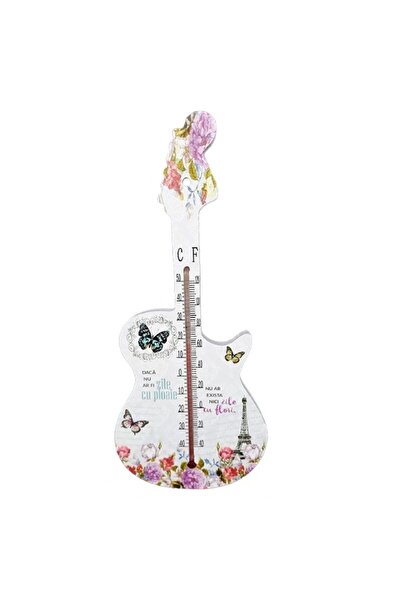 OEM Termometru de cameră din lemn în formă de chitară cu citate