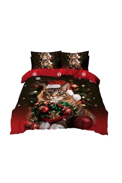 OEM Bed Sheet Set, Finet, Festive Christmas Print, Christmas With the Dogs, 6 Pieces, 2 Persons, 240x250