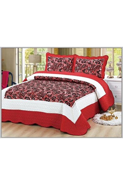 OEM Double Bedspread, Organza Silk, 3 Pieces, 230x250cm, Red