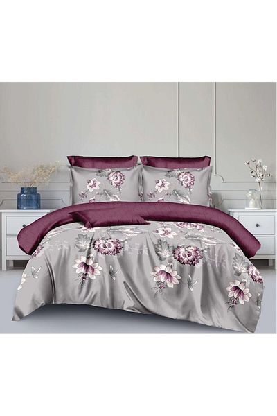 OEM Lenjerie de pat, 6 piese, 2 persoane, 220x240 cm, imprimeu flori, multicolor