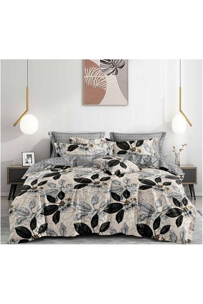 OEM Double Bed Sheets, 6 Pieces, 2 Persons, 180x200 cm, Unique Leaf Print, Multicolor