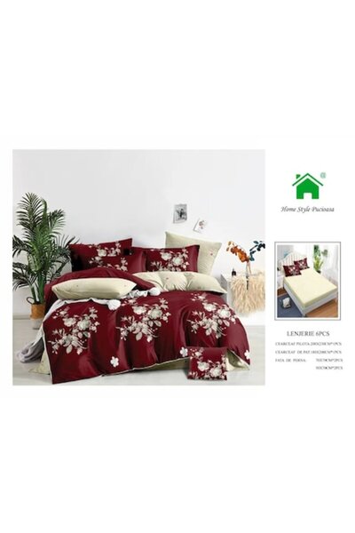 OEM Set lenjerie de pat dublu 6 piese, 2 persoane, 180x200 cm, multicolor, M16