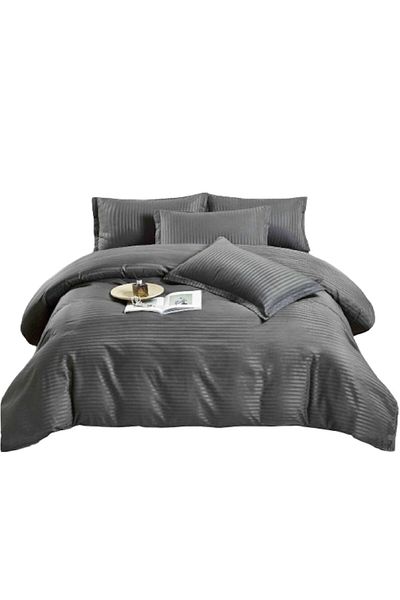 JOJO HOME Double Bed Sheet, Jojo Home, Damask with Elastic, 6 Pieces, 2 Persons, 230x250cm, Dark Gray