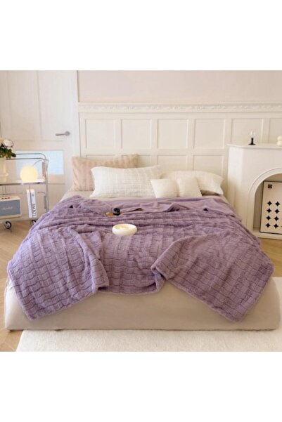 OEM Patura imitatie de iepure, 200x240 cm uni, mov