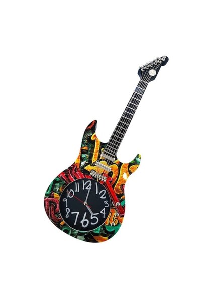 OEM Wall clock made of plastic, electric guitar shape, 18x46cm, M1