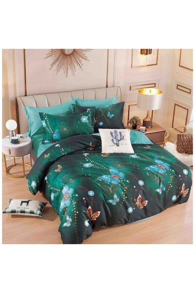 JOJO HOME Bed linen, Emerald Green, 6 pieces, 2 persons, 245x250cm, Superior fineness