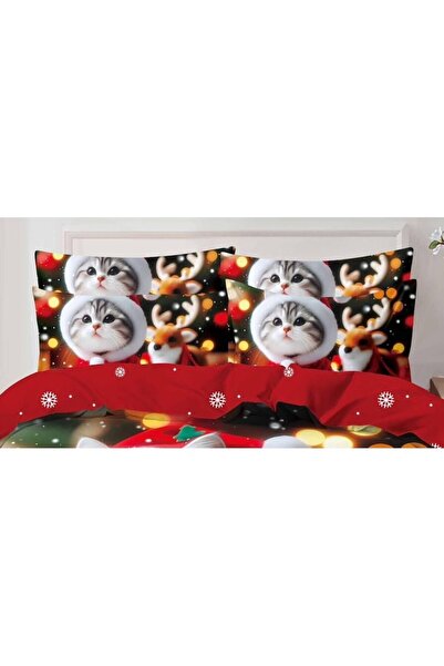 OEM Double Bed Christmas 3D Bedding Set, 6 Pieces, Cotton Finet, Red-Black-White
