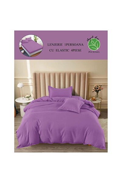 Pucioasa Bed linen, Pucioasa, Uni, 4 pieces, single person, 140x200cm, Finet Satin, Purple