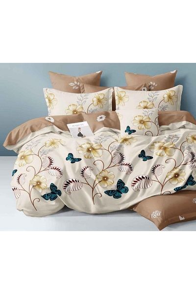 OEM Double Bed Linen Set, Reversible Sheet, 6 Pieces, 2 People, 230x245cm, Finet, Multicolor