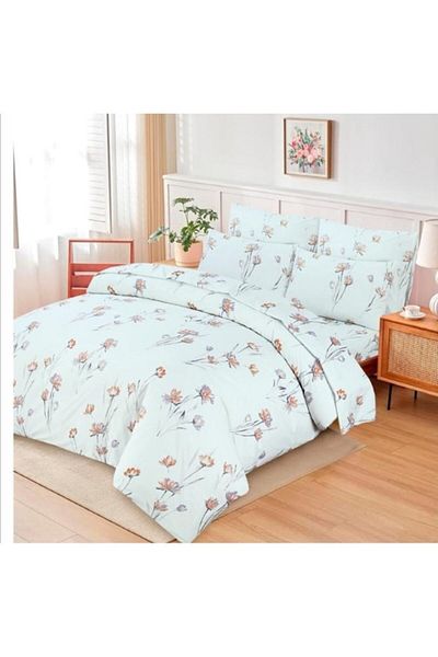 OEM Double Bed Linen Set, 6 Pieces, 230x250 cm with Floral Print, Multicolor
