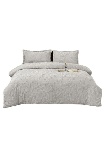 OEM Lenjerie de Pat, Cocolino, Blana Imitatie Iepure, 4 Piese, 2 persoane, 180x200cm, Uni, Alb