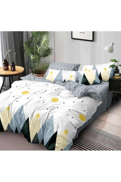 OEM Set de lenjerie de pat dublă, 6 piese, 2 persoane, 245x250 cm, imprimeu m...