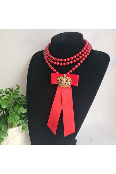 OEM Pearl necklace with bow and metal accessory