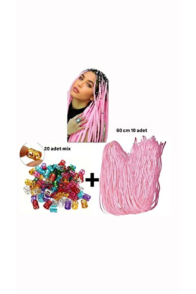 3b kids حبل شعر وردي 10 قطع + حلقة شعر - أقراط شعر 20 قطعة إكسسوار شعر
