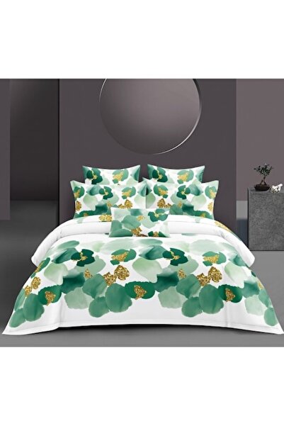 OEM Lenjerie de pat, bumbac satinat, 4 piese, 2 persoane, model elegant, 180x...