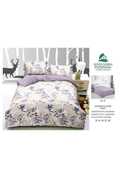 OEM Double Bed Linen with Elastic, 4 Pieces, 2 Persons, 180x200 cm, Finet, Field Flowers Print