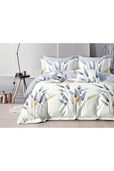 OEM Double Bedding Set, 2 persons, 4 pieces, 240x250 cm, Lagurus Print