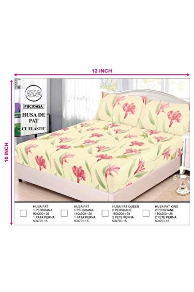 OEM Bed Sheet with Elastic, Single Size, 2 Pieces, Multicolor, 90x200 cm