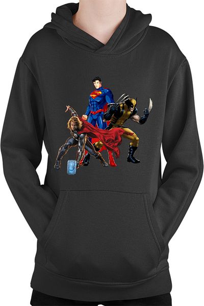 OEM Thor Marvel Wolverine Superman Axe Superhero Kids Hoodie