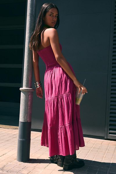 Bershka Flounce bandeau midi dress