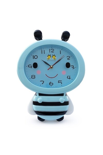 OEM Plastic Wall Clock in Bee Shape, Blue, 28x38cm