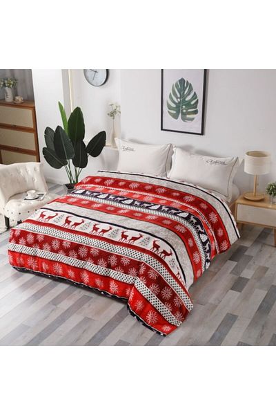 OEM Double Blanket Cocolino, 2 Persons, 200x230cm, Christmas Design, Reindeer, Multicolor