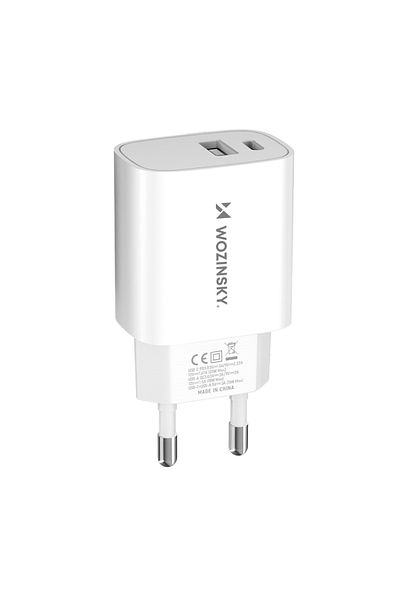 WOZINSKY Încărcător de perete USB-A USB-C 20W 100-240V, alb