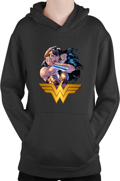 OEM Kids Hoodie Wonder Woman Fight Book Cartoons Animation