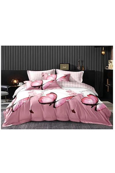 OEM Double Bedding Set 6 Pieces, 2 Persons, 180x200 cm, Adorable Butterfly Print, Multicolor