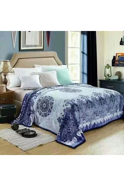 OEM Double Bed Blanket, Cocolino, Abstract M1 Print, 2 Persons, 220x230cm, Blue
