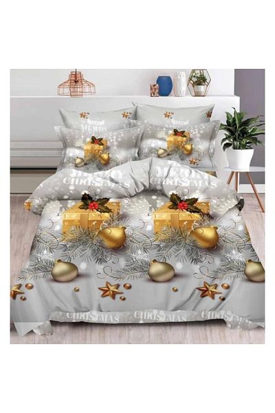 OEM Bedding Set, Elastic Sheet, Finet, 2 Persons, 6 Pieces, Golden Ornaments, 180x200cm, Multicolor