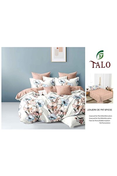 OEM Double bed linen set, reversible sheet, floral design, 6 pieces, 230x245cm, Finet, Mul