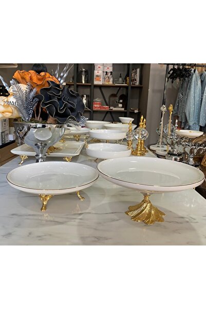 Sillage Home 2’li Gold Yaldızlı Porselen Çukur Servis Tabağı Seti,Sunum Seti -26 cm