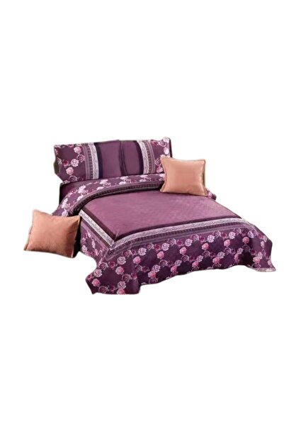 OEM Duvet cover and 4 pillowcases, Velvet, 5 pieces, Mauve With Flowers, 230x230cm