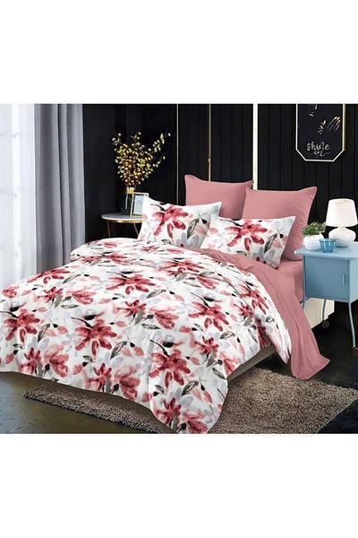 OEM Bed Linen Set, Elastic Sheet, Finet, 6 Pieces, 2 Persons, Floral, 180x200cm, Multicolor