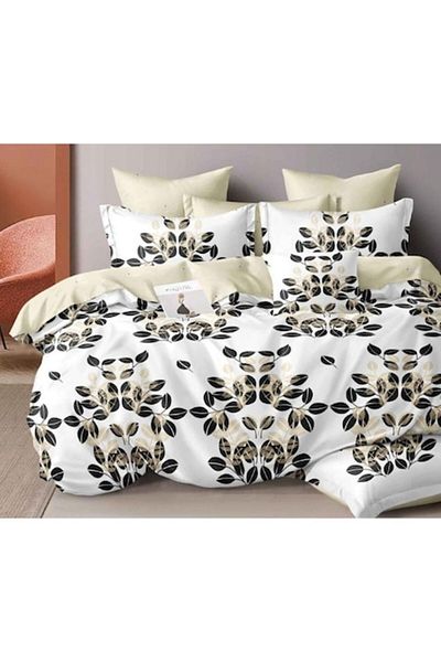 OEM Double Bedding Set, Reversible Sheet, Leaf Print, 6 Pieces, 2 People, 230x245cm, Finet