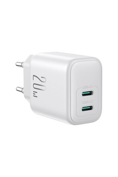 Joyroom Ładowarka sieciowa 2x USB-C 20W PD QC 3.0 - biała
