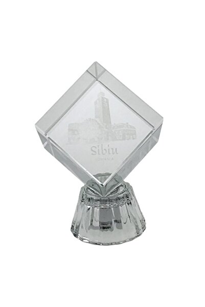 OEM Cub de sticlă cu LED, Sibiu, 5x8cm, Transparent