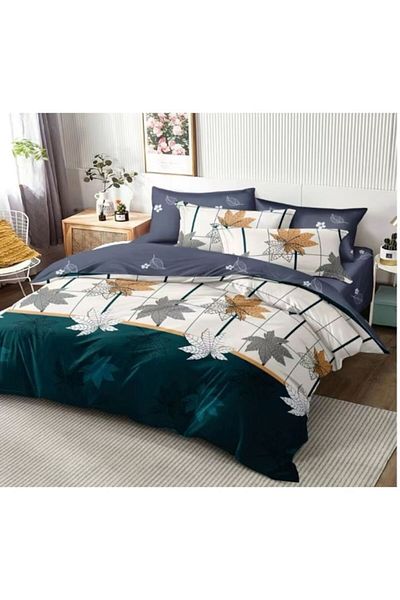 OEM Double Bed Linen, 6-Piece Set, 180x200 cm, Autumn Leaves Pattern, Multicolor