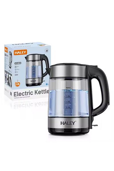 HALEY Fierbător electric HY-8824: Fierbător portabil din sticlă de 2 litri, pentru uz casnic și hotelier