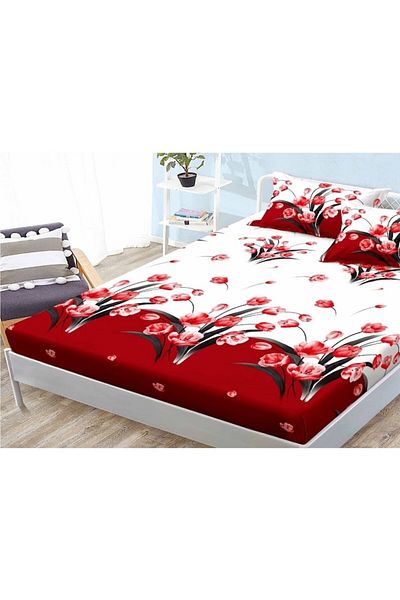OEM Bed Cover and Pillowcases Set, Finet, 3 Pieces, Single, 160x200cm, Poppy Print, Multicolor