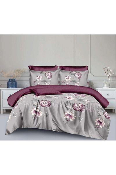 OEM Lenjerie de pat, 6 piese, 2 persoane, 220x240 cm, imprimeu flori, multicolor