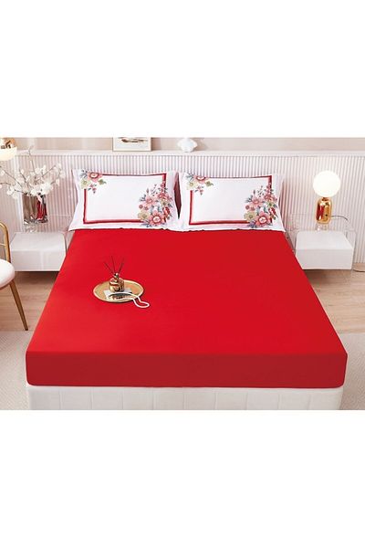 OEM Bed Sheet Set, Finet, 3 pieces, 2 persons, 160x200cm, Red-Multicolor